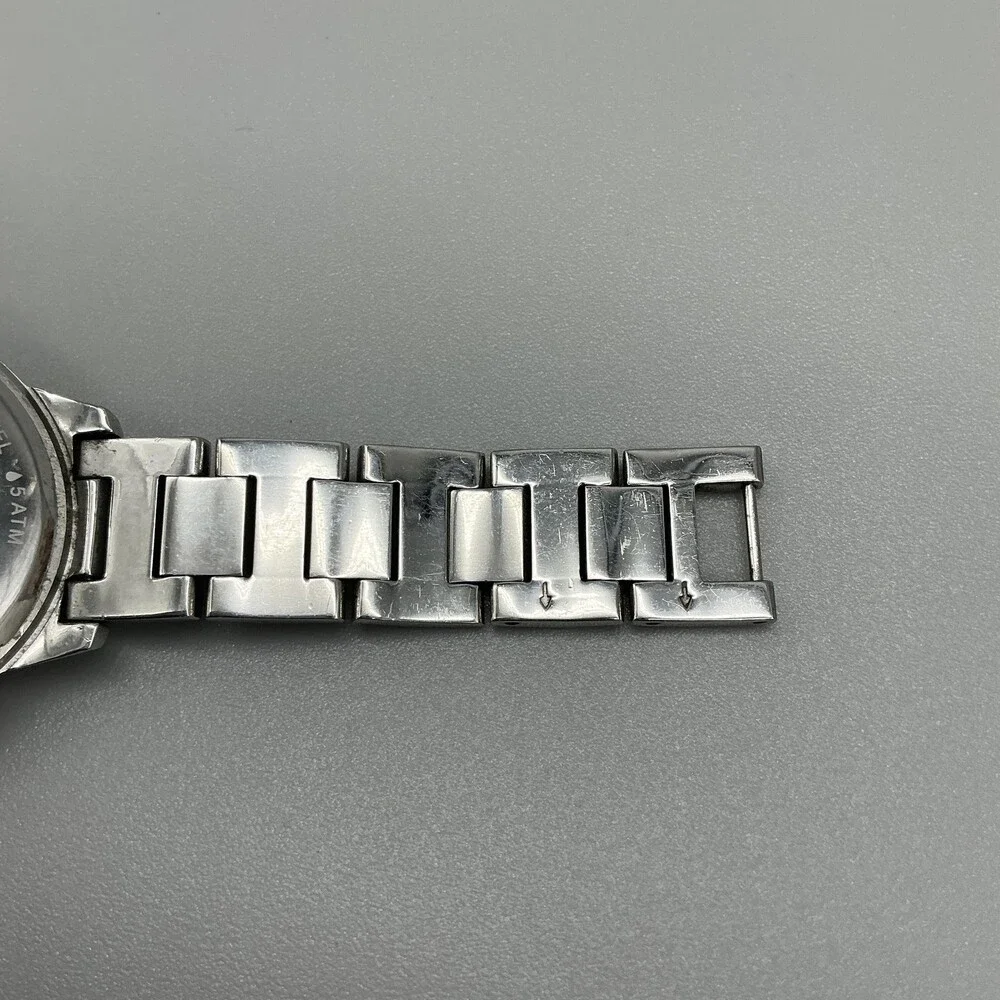Fossil Womens Watch 34mm Pink MOP Crystals Stainless Bracelet New Battery 6
